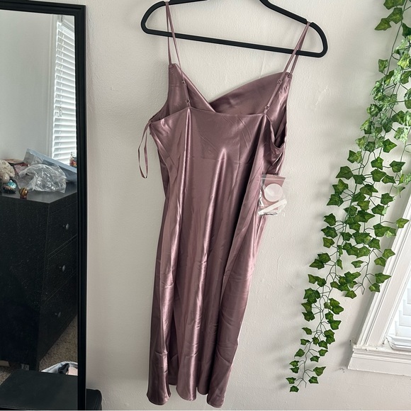 NWT Birdy Grey Lisa midi slip dress in satin dark mauve XL - Picture 5 of 13